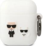 Karl Lagerfeld husă albă de silicon pentru AirPods 1/2 Karl & Choupette (KLACA2SILKCW)