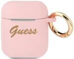 Guess Husă Guess GUA2SSSI pentru AirPods, roz, din silicon, Vintage Script (GUA2SSSI)