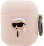 Karl Lagerfeld AirPods 1/2 husă roz din silicon Karl Head 3D (KLA2RUNIKP)