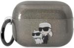 Karl Lagerfeld husă AirPods Pro 2 neagră cu logo sclipitor Karl&Choupette (KLAP2HNKCTGK)