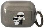 Karl Lagerfeld husă neagră cu sclipici pentru AirPods Pro Karl&Choupette (KLAPHNKCTGK)