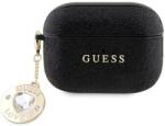 Guess Carcasă Guess GUAP2PGEHCDK pentru AirPods Pro 2 neagră cu inimioare strălucitoare fixe și pandantiv de diamant (GUAP2PGEHCDK)