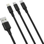 XO 3in1 Cable USB-C / Lightning / Micro 2.4A, 1, 2m (Black) (6920680876235)
