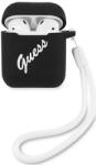 Guess Husă Guess pentru AirPods, negru alb, silicon Vintage (GUACA2LSVSBW)