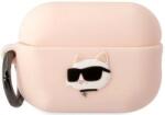 Karl Lagerfeld AirPods Pro 2 husă roz din silicon Choupette Head 3D (KLAP2RUNCHP)