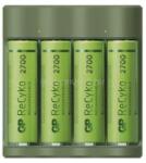 Gp Batteries RECYKO B421 akkutöltő LED jelzés, 4xAA elem kompatibilis + 4db 2000mAh AAA elem, SÖTÉTZÖLD (B52427U) (B52427U)