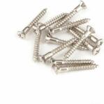 Fender 0016188049 strap button mounting screws, 6 x 1, oval head, chrome, 12 pcs