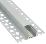 ANRO LED Profile ALP-024 Ezüst - Gipszkartonba süllyeszthető alu profil LED szalaghoz (Opál búrával) (LP312 - LP-UNICOV3-MLK)