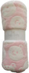 Soffi Baby takaró plüss dupla rózsaszín fehér macipofi 75x100cm - babamarket