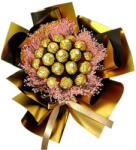 Aranjamente florale - Buchet cadou Delice, cu 19 praline Ferrero și broom natural criogenat