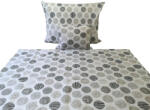  140x220 cm extra hosszú 3 részes krepp ágynemű garnitúra huzat - szürke gömb mintás