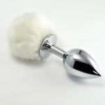 Lovetoy Dop Anal Pompon Metal Plug Small White Lovetoy Alb - Argintiu grosime 2.8 cm lungime 7 cm