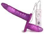 Orion Strap On unisex Dildo Inclus Orion cu Vibratii si Dubla Penetrare Violet 10 - 18 cm