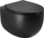 Mexen Egg, függő WC csésze Peremless Duroplast ülőkével, lassan záródó, fekete matt, 30245070 (30245070)
