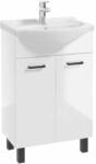Erga Lumi, mosogató szekrény + kerámia mosogató 50x41cm, fehér fényes-fekete fogantyú, ERG-207-D-05013+1520 (ERG-207-D-05013-1520)