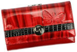 Cavaldi kisméretű, mintás piros női lakk bőr pénztárca 14, 5×9 cm (C-H23-2-DBF-Red)