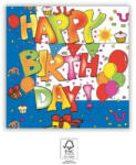  Kokliko Happy Birthday szalvéta 20 DARABOS, 33x33 cm FSC