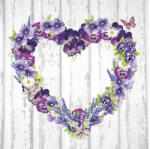 Ambiente AMB. 13309915 Purple Hearts papírszalvéta 33x33cm, 20db-os (8712159134o63)