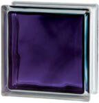  1919 8 W Brilly Violet (sötét lila) anyagában színezett, átlátszó, hullámos üvegtégla 19x19x8 cm