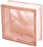  1919 8 W Basic Pasztell Pink anyagában színezett, átlátszó, hullámos üvegtégla 19x19x8 cm