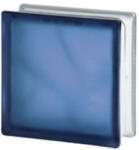  1919 8 WM Homokfújt Kék üvegtégla, anyagában színezett, hullámos 19x19x8 cm