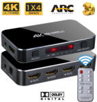 HOPE R Switch HDMI HOPE R 4 intrari 1 iesire HDMI si audio, telecomanda, HDR+ARC suporta 3D si UHD 4K, negru (S4I1OHD4kAHP)