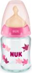 Nuk Biberon din sticla cu tetina din cauciuc Nuk - First Choice, TC, 120 ml, roz (10747115)