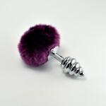 Lovetoy Dop Anal Metalic Spirala Cu Pompon, Mov, 7 cm