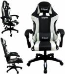 R-Sport Gamer szék deréktámasszal és masszázs funkcióval - fekete-fehér (k3)