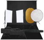 vidaXL fotóstúdió-felszerelés lámpákkal, háttérrel és reflektorral (3094759)