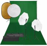 vidaXL fotóstúdió-felszerelés lámpákkal, háttérrel és reflektorral (3094663)