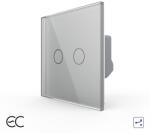 LIVOLO Intrerupator Dublu Cap Scara / Cruce cu Touch LIVOLO din Sticla - Protocol ZigBee EC - culoare gri