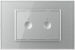 Livolo Intrerupator dublu cap scara / cap cruce wireless cu touch Livolo cu rama din sticla, Serie noua, Gri, VL-FC2SR-3IP-15 (VL-FC2SR-3IP-15)