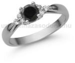  E361FBB_C - FEKETE GYÉMÁNT - CIRKÓNIA köves Fehér arany Eljegyzési gyűrű (E361FBB_C)