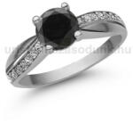  E360FBB_C - FEKETE GYÉMÁNT - CIRKÓNIA köves Fehér arany Eljegyzési gyűrű (E360FBB_C)