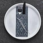 Mapelor Textilhatású evőeszköztartós szalvéta 40x32 cm 1/8 hajtású 40 lap/csomag - Damasco fekete