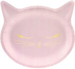 PartyDeco Farfurii roz - Pisicuță 22 x 20cm 6 buc
