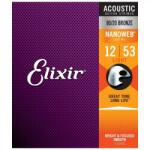 Elixir E11052 80/20 Bronze NanoWeb 12-53(11052) Set de corzi acustice ușoare 80/20 Bronze NanoWeb 12-53(11052) (E11052)