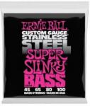 Ernie Ball 2844 Set de coarde pentru chitară bas electric, Super Slinky BASS, oțel inoxidabil, 45-100 (2844)