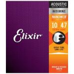Elixir E11002 80/20 Bronze NanoWeb 10-47(11002) Set de corzi acustice Extra Light 80/20 Bronze NanoWeb 10-47(11002) (E11002)
