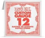Ernie Ball 1012 Coarde pentru chitară electrică acustică, Custom Gauge 12 Plain, oțel placat cu staniu, 12 (1012)