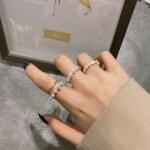 Highbling Bizsu gyűrű Nyitott gyűrű mérete állítható Gyöngyös gyűrű set J227