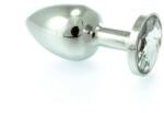 Rimba Dop Anal Rimba Butt Plug Small Metal With Crystal Transparent - Argintiu grosime 3 cm lungime 7.3 cm