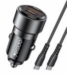 YESIDO Yesido, Car Charger (Y55), USB, Type-C, Fast Charging, 60W, with Cable USB-C to Type-C, Black