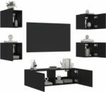 vidaXL 5 darab fekete falra szerelhető TV-szekrény LED-del (3216861)