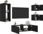 vidaXL 4 darab fekete falra szerelhető TV-szekrény LED-del (3216882) - vidaxl