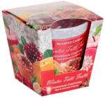 Bartek Candles illatgyertya üvegpohárban Winter Tutti Frutti - Piros és narancssárga gyümölcsök