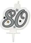 Milestone , Happy Birthday Silver tortagyertya, számgyertya 80-as (PNN95635)