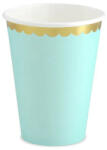 Partydeco Papírpohár 2, 2 dl 6db menta színű, Arany szegéllyel (LUFI783060)