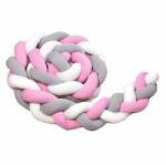 TTomi T-tomi Parapet tricotat 220 cm, alb + gri + roz (9432)